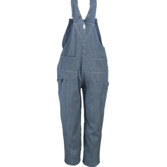 Key Imperial Pinstripe Denim Bib Pocket Overalls Button Fly - Size 34/34 - Picture 4 of 16